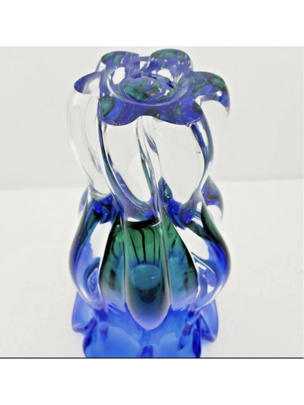 Royal Gallery Poland Lead Crystal Green Blue & Clear 9 1/2